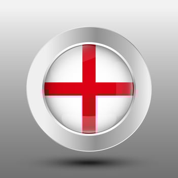 England round flag metal button background vector
