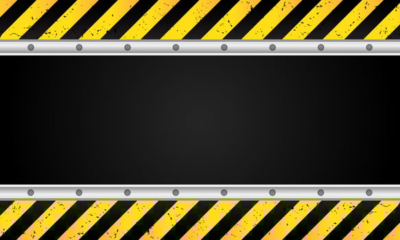 contruction warning sign background. yellow and metal grunge texture vector