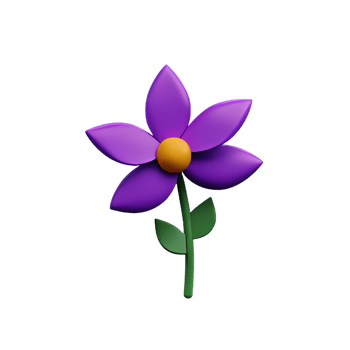 purple flower 3d rendering icon illustration png