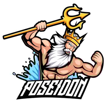 poseidon mascot logo esport gaming. neptune mascot logo illustration. vector