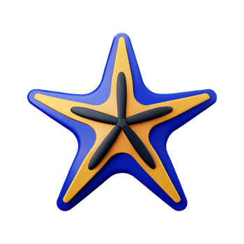 starfish 3d rendering icon illustration png