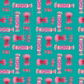 Pattern seamless candy, sweets on green background. Decorative print. vector