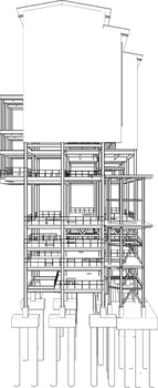 3D illustration of industrial building vector