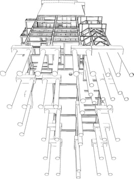 3D illustration of industrial building vector