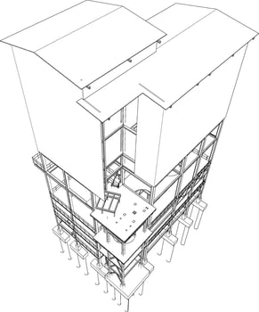 3D illustration of industrial building vector