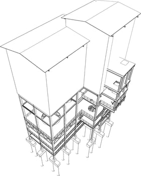 3D illustration of industrial building vector