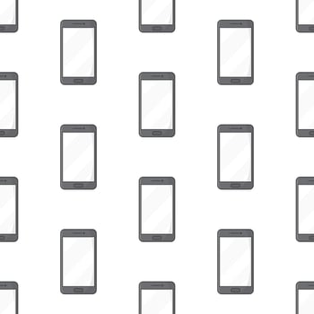 Smartphone Seamless Pattern On A White Background. Mobile Phone Theme Vector Illustration