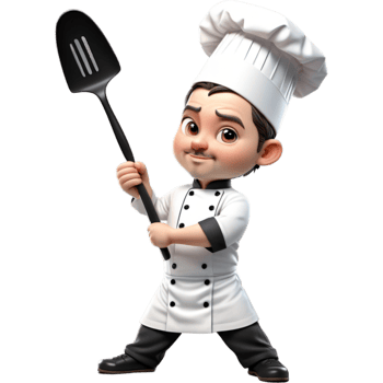 Chef holding spatula with calm expression. AI Generative png