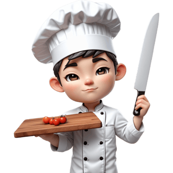 Chef is holding a cutting board with Bored expression. AI Generative png