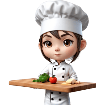 Chef is holding a cutting board with Bored expression. AI Generative png