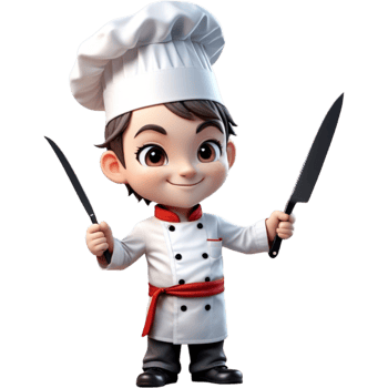 Chef is holding a knife with Elated expression. AI Generative png
