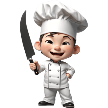 Chef is holding a knife with Elated expression. AI Generative png
