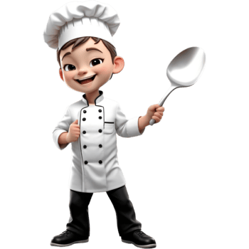 Chef is holding a ladle with Happy expression. AI Generative png