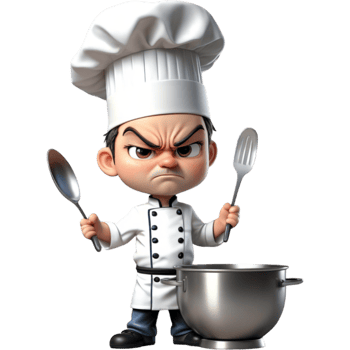 Chef is holding a mixing bowl with Angry expression. AI Generative png