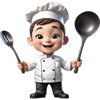 Chef is holding a ladle with Happy expression. AI Generative png