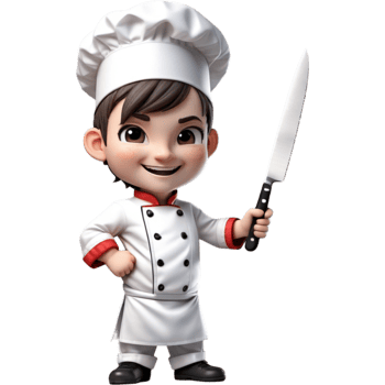 Chef is holding a knife with Elated expression. AI Generative png