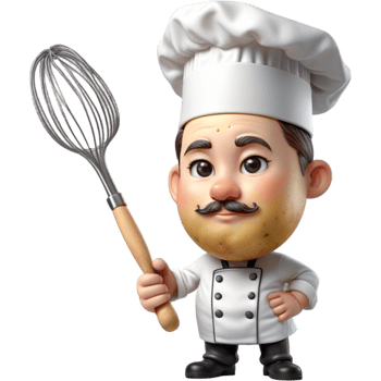 Chef is holding a potato masher with Thoughtful expression. AI Generative png