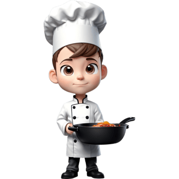 Chef is holding a skillet with anxious expression. AI Generative png