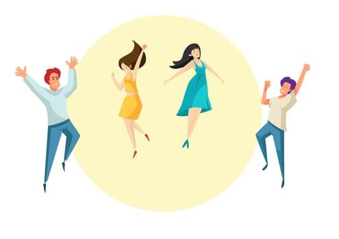 Happy Friendship Day, Adorable Cartoon Illustration with Boys and girls hugging each other or placing their hands in Flat Style vector