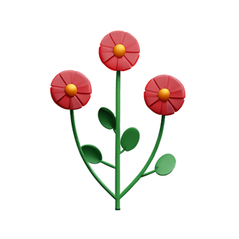 wild flowers 3d rendering icon illustration png
