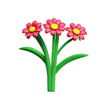 wild flowers 3d rendering icon illustration png