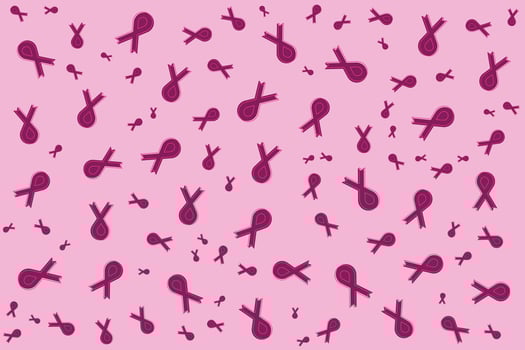 a pink background with many pink ribbons vector