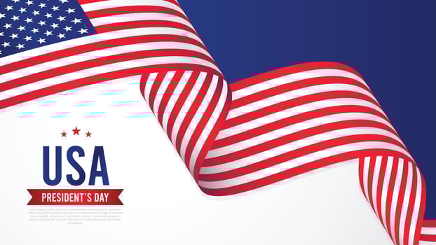 American flag background for presidents day. Waving flag of American isolated on white background. Symbols of USA , Use for banner,card,advertising ,promote, TV commercial, ads, web design,and poster vector