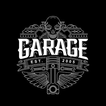 Masculine garage logo for bikers or muscle car drivers vector