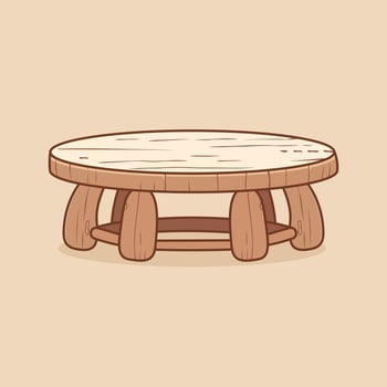 Wooden table isolated on white background. Vector illustration in cartoon style