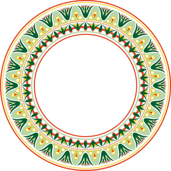 Vector ancient colored Egyptian round ornament. Endless national ethnic border, frame, ring