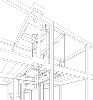 3D illustration of building and construction vector
