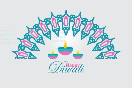 Indian festival Happy Diwali mandala ornament, holiday Background, Diwali celebration greeting card, vector illustration design.