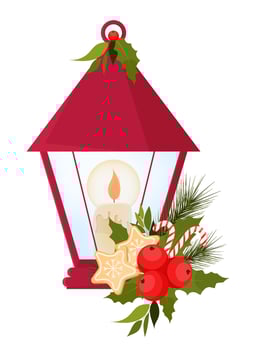 Christmas lantern. Candle. Christmas decor. vector