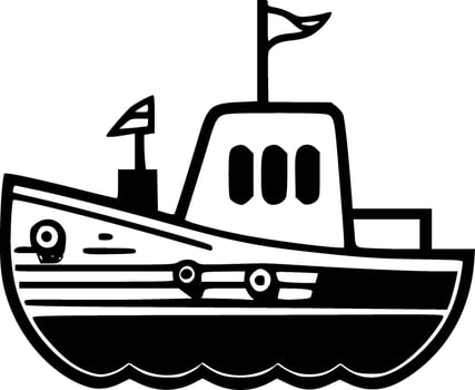 Boat, Minimalist and Simple Silhouette - Vector illustration