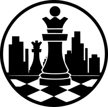 Chess - Black and White Isolated Icon - Vector illustration