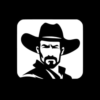Cowboy, Black and White Vector illustration