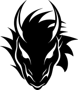 Dragon - Black and White Isolated Icon - Vector illustration