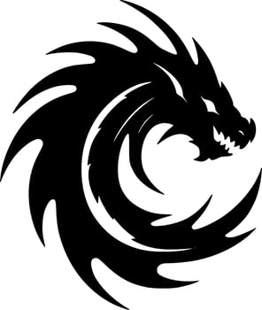 Dragon, Black and White Vector illustration