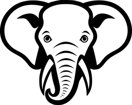 Elephant - Black and White Isolated Icon - Vector illustration