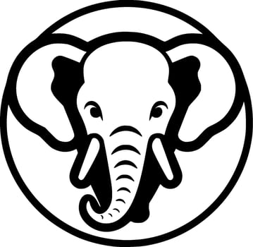 Elephant - Black and White Isolated Icon - Vector illustration