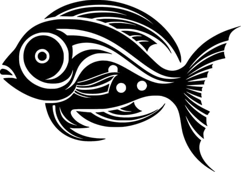 Fish, Black and White Vector illustration