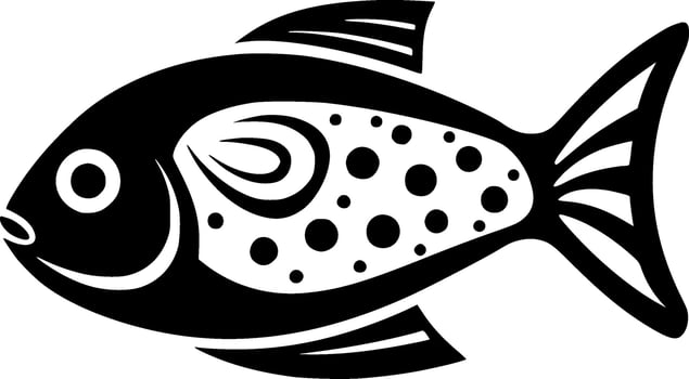 Fish - Black and White Isolated Icon - Vector illustration