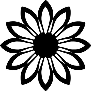 Flower - Black and White Isolated Icon - Vector illustration