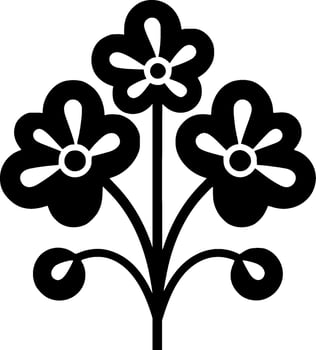 Flowers - Black and White Isolated Icon - Vector illustration