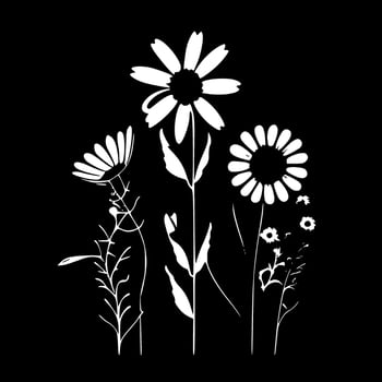 Flowers, Black and White Vector illustration