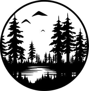Forest, Black and White Vector illustration