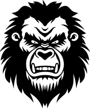 Gorilla - Black and White Isolated Icon - Vector illustration