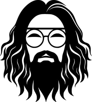 Hippy, Black and White Vector illustration