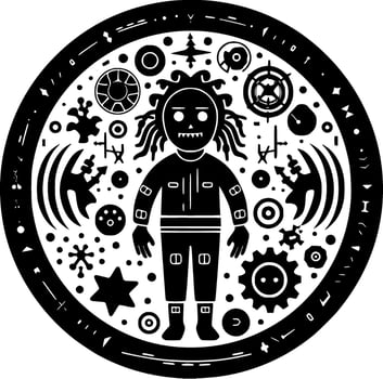 Horror, Black and White Vector illustration