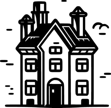 House, Black and White Vector illustration